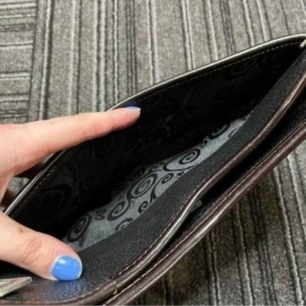Brighton Smooth Leather Womens Shoulder Bag Structured Croc Detail - Picture 9 of 10
